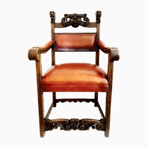 Antiker italienischer Renaissance Stuhl, 1850