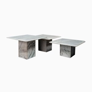 Carrara Marble Nesting Coffee Tables, Italy, 1960s, Set of 3