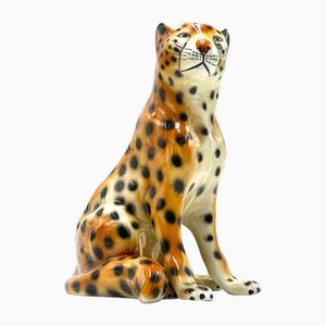 Vintage Italian Ceramic Cheetah Sculpture, 1960s