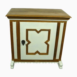 Small German Sideboard Cabinet in Oak and Antique White Paint, 1880s