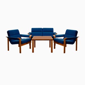 Coffee Table and Armchairs by Rud Thygesen & Johnny Sorensen for Magnus Olesen, 1975, Set of 5