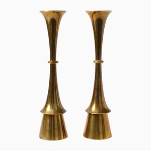 Danish Brass Candleholders from Hyslop, Set of 2