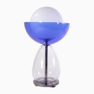 Cioppo Table Lamp in Transparent and Blue Murano Glass by Bottega Veneziana