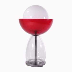 Table Lamp in Transparent and Red Murano Glass by Bottega Veneziana