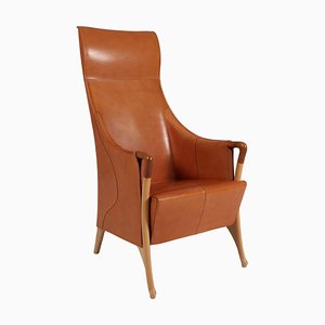 Saddle Leather Lounge Chair by Umberto Asnago for Giorgetti