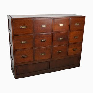 Dutch Oak Apothecary Cabinet or Filing Cabinet, 1930s