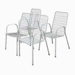 Italian White Garden Chairs attributed to Emu, 1960s, Set of 4