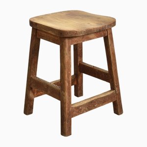 Small Wooden Lab Stool, 1950s