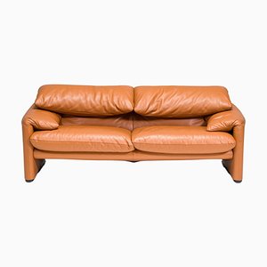 Two-Seater Sofa in Leather by Vico Magistretti for Cassina