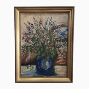 Artista, Svezia, Fiori in un vaso, Dipinto ad olio su tavola, anni '40, con cornice