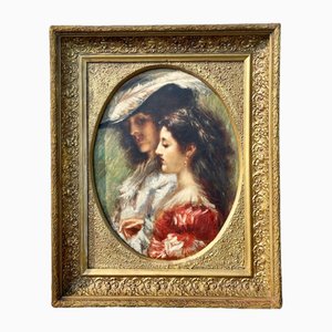 After Cremona, Amorous Silence, Oil on Canvas, 19th Century, Framed