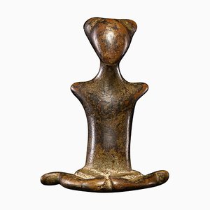 Ivory Coast Kulango Artist, Sitting Female Statue, Bronze