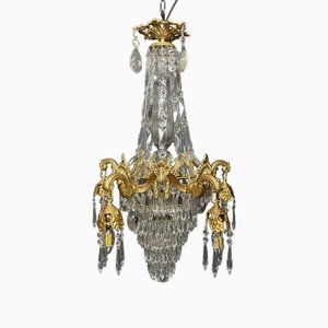 Brass and Crystal Chandelier