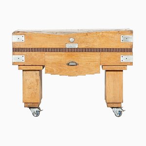 French Maple Butcher's Block Counter Table, 1930s