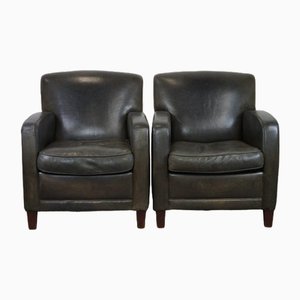 Black Sheep Leather Armchairs, Set of 2