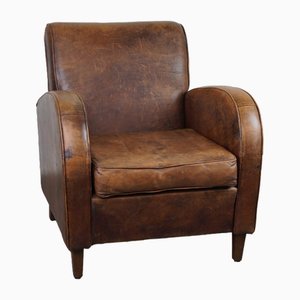 Fauteuil Vintage en Cuir Marron