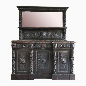 Credenza vittoriana antica in quercia intagliata