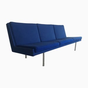 Vintage Airport Sofa in Blue Fabric by Hans J. Wegner for A.P. Stolen, Reupholstered, 1960s
