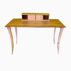 Vintage Desk Veneered with Zebra Wood, 1980s