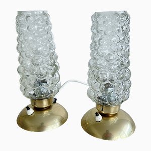 Lampes de Bureau Vintage en Verre Bullé, Set de 2