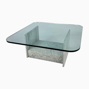 Table Basse en Marbre et Verre, Italie, 1970s