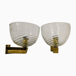 Lámparas de pared de cristal de Murano, años 50. Juego de 2
