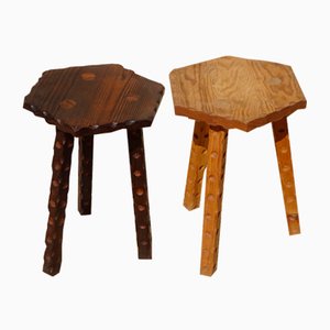 Vintage Pine Stools, 1970s, Set of 2