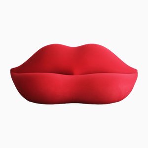 Studio 65 Bocca oder Marilyn Sofa aus Rotem Stoff von Gufram, 1970er