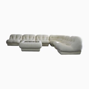 Nuvolone Living Room Set in White Bouclé by Rimo Maturi for Mimo Padova, Italy, 1970s, Set of 7