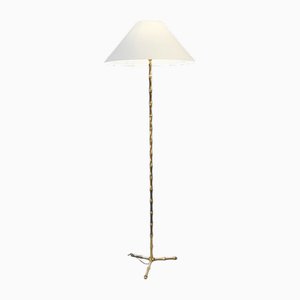 Bamboo and Bronze Reading Floor Lamp from Maison Baguès, France, 1950s
