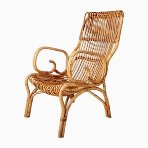 Italian Rattan Lounge Chair, 1960s