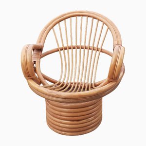 Vintage Bamboo Swivel Armchair