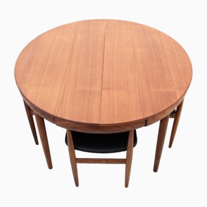 Mid-Century Modern Scandinavian Dining Table and Chairs in Teak attributed to Hans Olsen from Frem Røjle, 1964, Set of 5