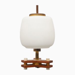 Lampe de Bureau en Laiton et Verre Opalin, 1950s