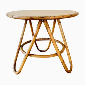 Table d'Appoint Mid-Century en Bambou et Rotin, 1960s