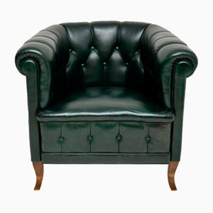 Fauteuil Club Antique en Cuir, Suède, 1900s