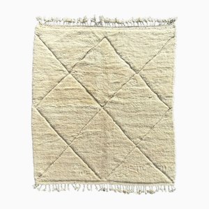 Modern Moroccan White Handwoven Berber Area Wool Rug