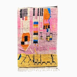 Mid-Century Modern Berber Boho Boujad Moroccan Handmade Area Rug