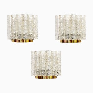 Mid-Century Ice Glass Wall Sconce from Doria Leuchten, Germany, 1960s