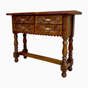 Early 20th Century Spanish Carved Console Table with Four Drawers, 1930s