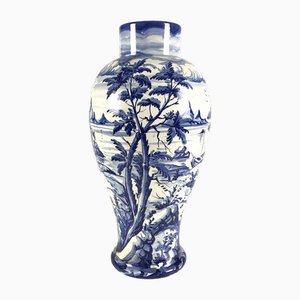 Vase Blanc Bleu en Céramique, 1976