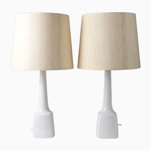 Large Danish White Ceramic Table Lamps from Soholm, 1960s, Set of 2