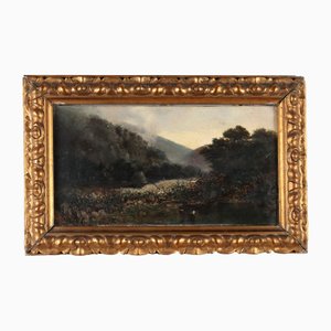 Italian Artist, Landscape, Oil on Hardboard, 19th Century, Framed