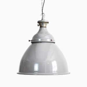 Lámpara colgante de fábrica industrial grande en gris, años 50