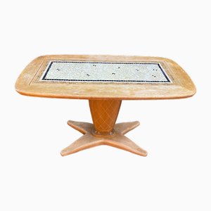 Table d'Appoint en Noyer et Céramique, 1950s