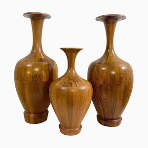 Wooden Vases by De Coene, 1950s, Set of 3