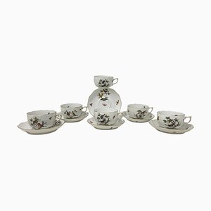Porcelain Rothschild Cups and Saucers from Herend Hungary, 1960s, Set of 12