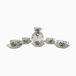 Tazas y platillos Rothschild de porcelana de Herend Hungary, años 60. Juego de 12