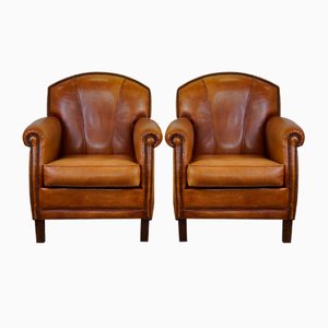 Vintage Leather Club Chairs, Set of 2