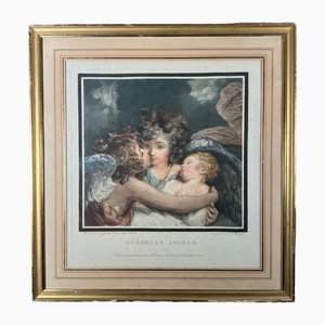 Hodges, Guardian Angels, 19th Century, Color Engraving, Framed